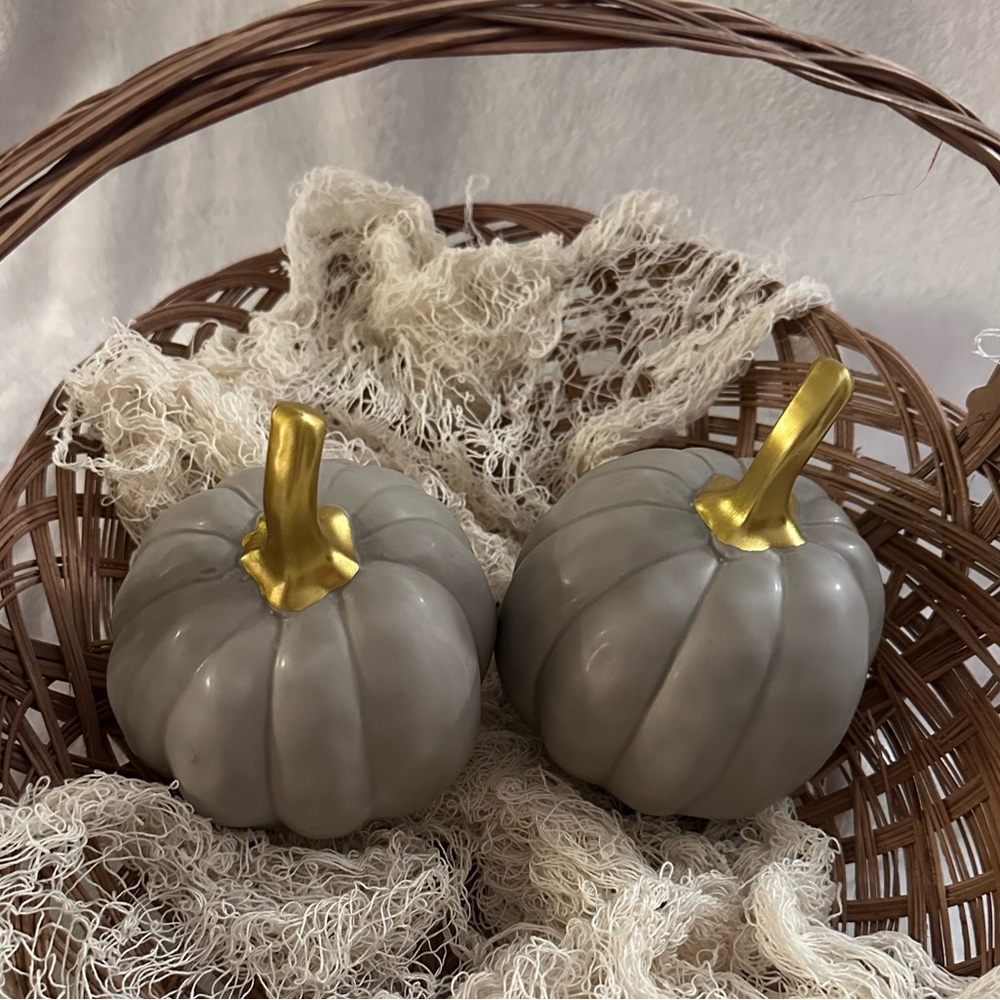 Target Gray Gold‎ Decorative Ceramic Pumpkins 5.5”